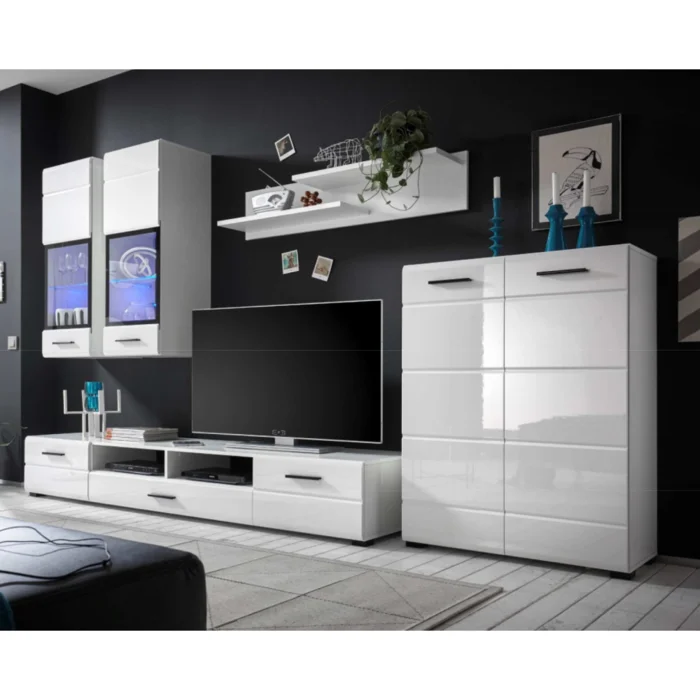 Obývací stěna ARCTIC s LED, bílá HG