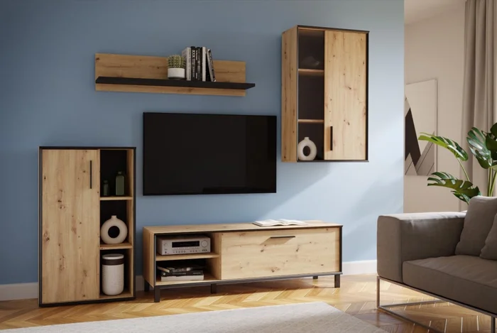 Obývací stěna DIODORO dub artisan/černá