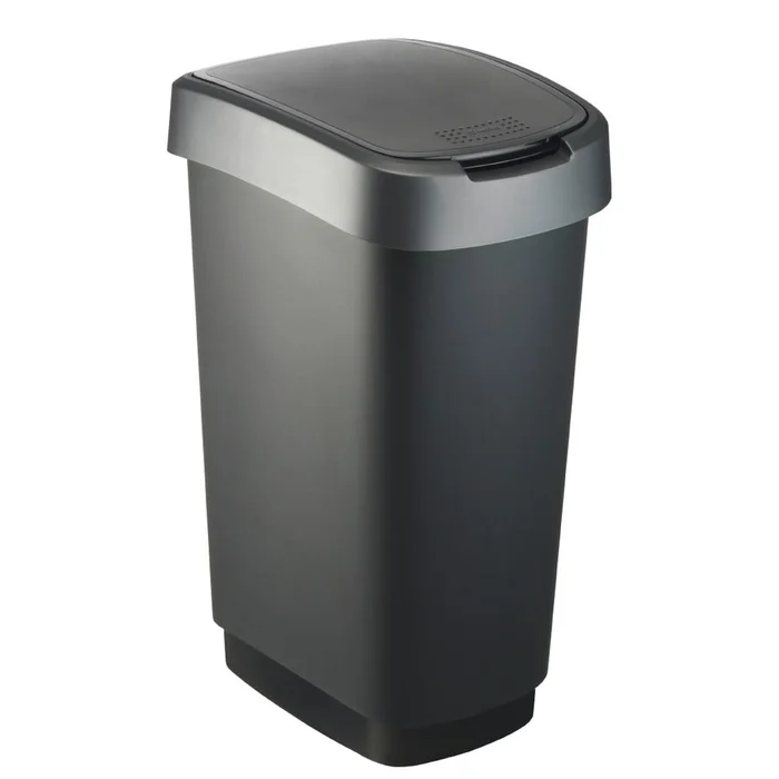 Odpadkový koš 50 l Twist Rotho černo-stříbrný