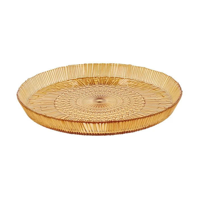 Oranžový skleněný servírovací talíř 30 cm Kusintha