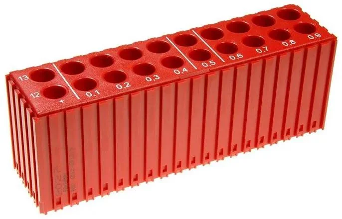 Organizér na vrtáky 12–13,9 mm, červený, 20 přihrádek