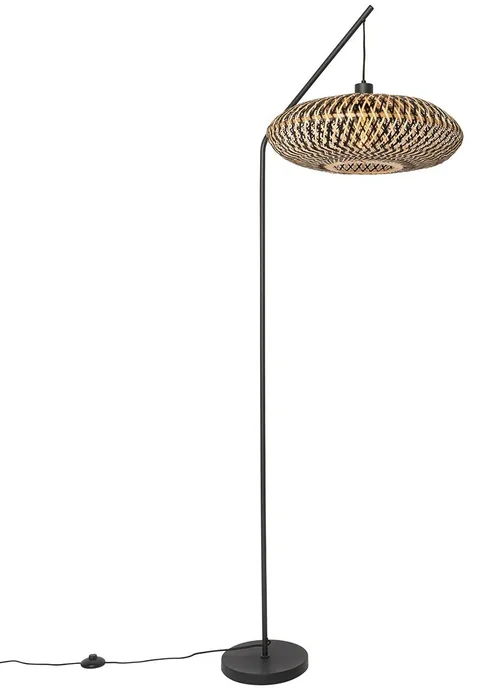 Orientální bambusová stojací lampa černá