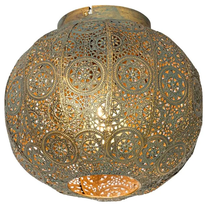 Orientální zlaté a zelené stropní svítidlo 28,5cm