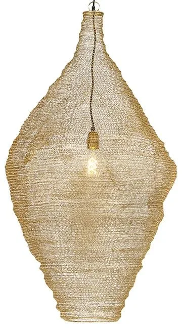 Orientální zlaté závěsné svítidlo Nidum L 60 cm