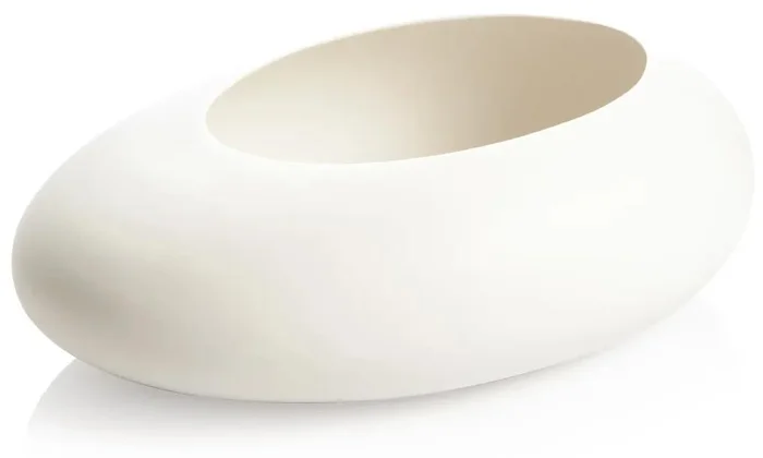 Oválný nízký květináč FANCY HOME Stones bílý