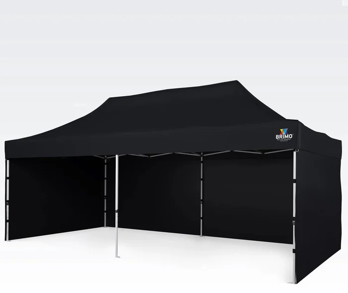 Párty stan BRIMO 3x6m s třemi stranami, černá ocelová konstrukce