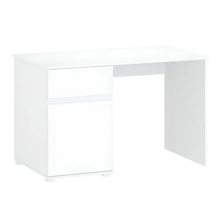 PC stůl 1D1S 120 cm – bílý lesk (LINDY)