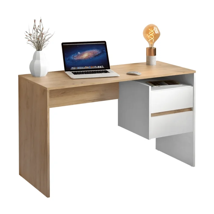 PC stůl dub artisan a bílá TULIO NEW