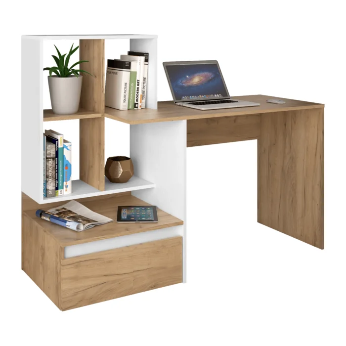 PC stůl dub artisan/bílá