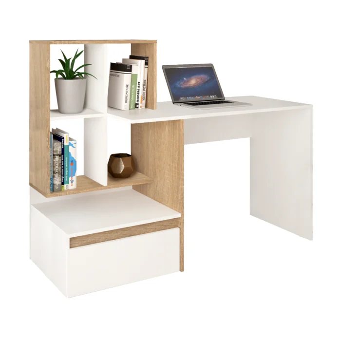 PC stůl EROSS NEW – bílá / dub Sonoma