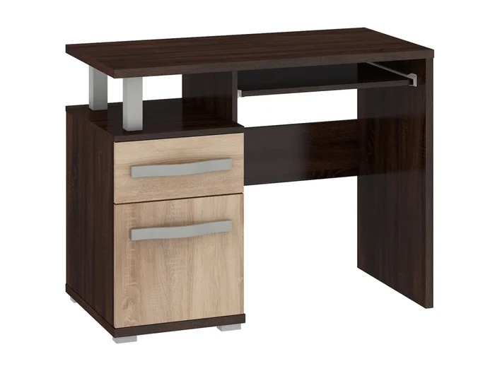 PC stůl LEHUA 1D1S – dub sonoma tmavý/dub sonoma, 5 let záruky