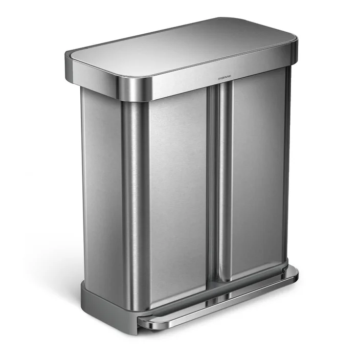Pedálový odpadkový koš z nerezové oceli 58 l Dual