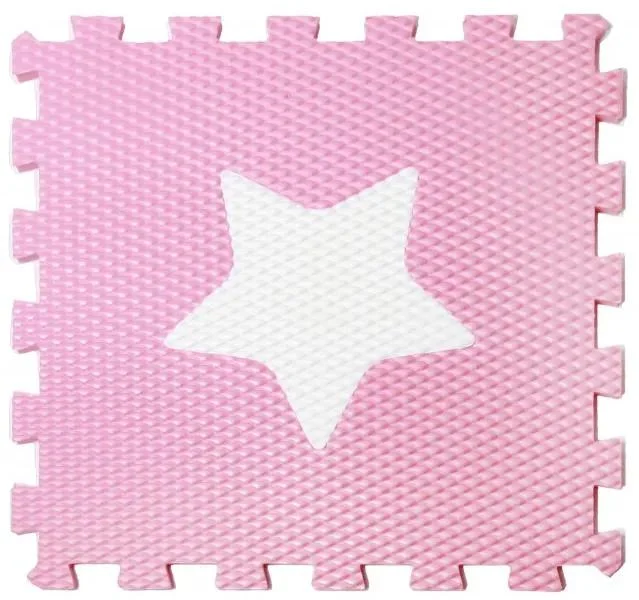 Pěnové puzzle Minideckfloor s hvězdičkou - růžové 340x340 mm