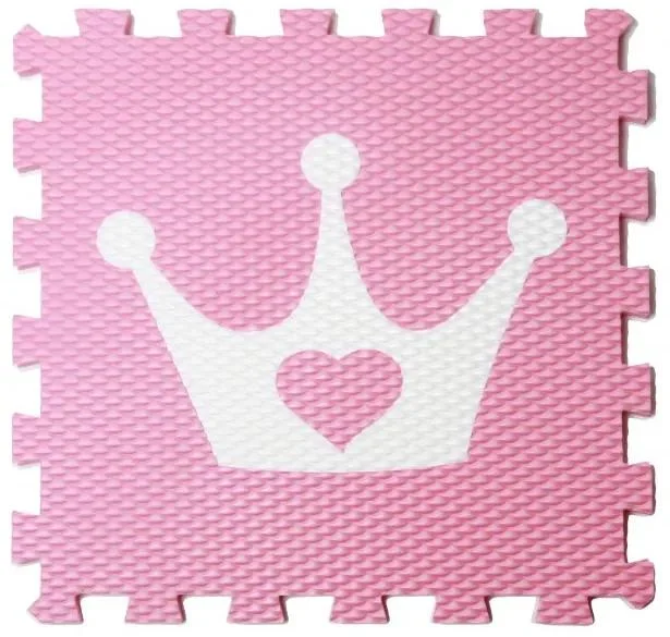 Pěnové puzzle Minideckfloor s korunkou 340x340 mm růžové