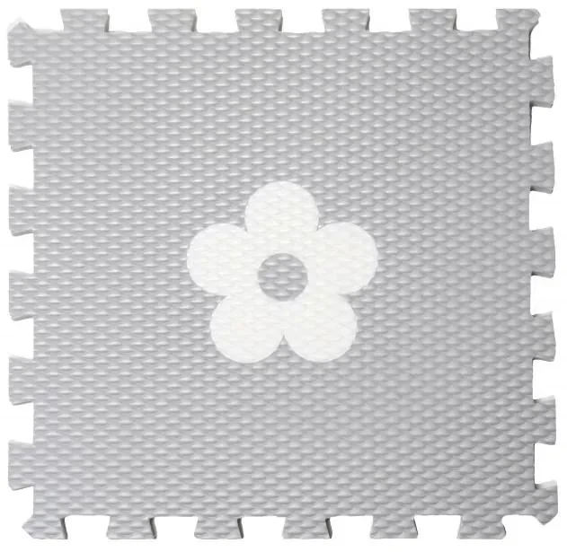Pěnové puzzle Podlaha Minideckfloor Světle šedá s bílou kytkou