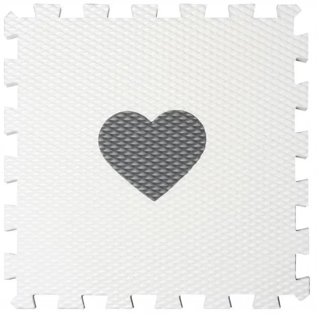 Pěnové puzzle srdíčko Minideckfloor Bílá šedá 340x340 mm