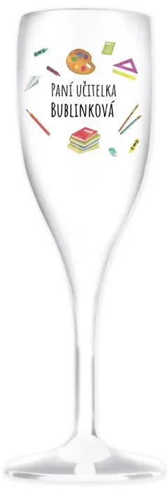 Personalizovaná nerozbitná sklenice na prosecco pro učitele