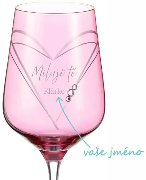 Personalizovaná sklenice na víno Miluji tě