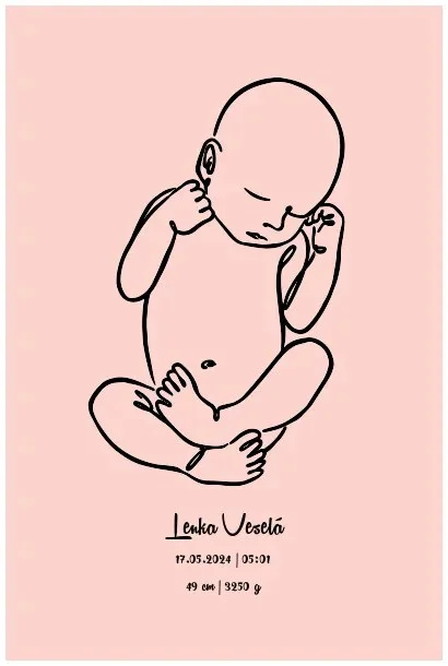 Personalizovaný Plakát k Narození Dítěte - 30x40 cm