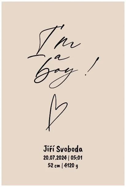 Personalizovaný plakát pro chlapečka se srdíčkem - 30x40 cm