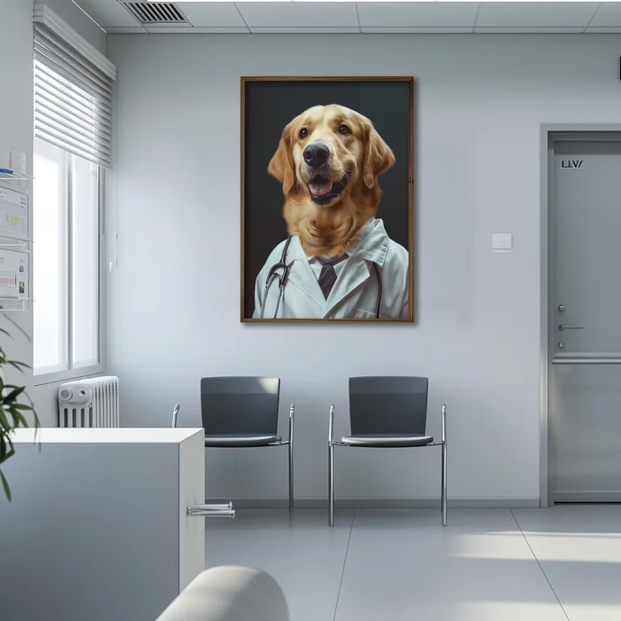 Pes doktor – dekorativní obraz 35 × 47 cm