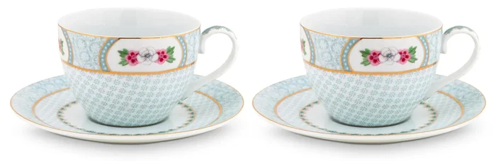 Pip Studio Blushing Birds Cappuccino Hrníčky s Talířky 2 ks