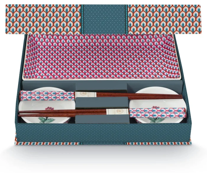 Pip Studio Flower Festival Oriental sada 2 talířků, misek a hůlek