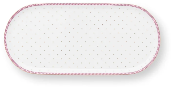 Pip Studio Jolie Dots Gold Oválný Talíř 25x12cm Růžový