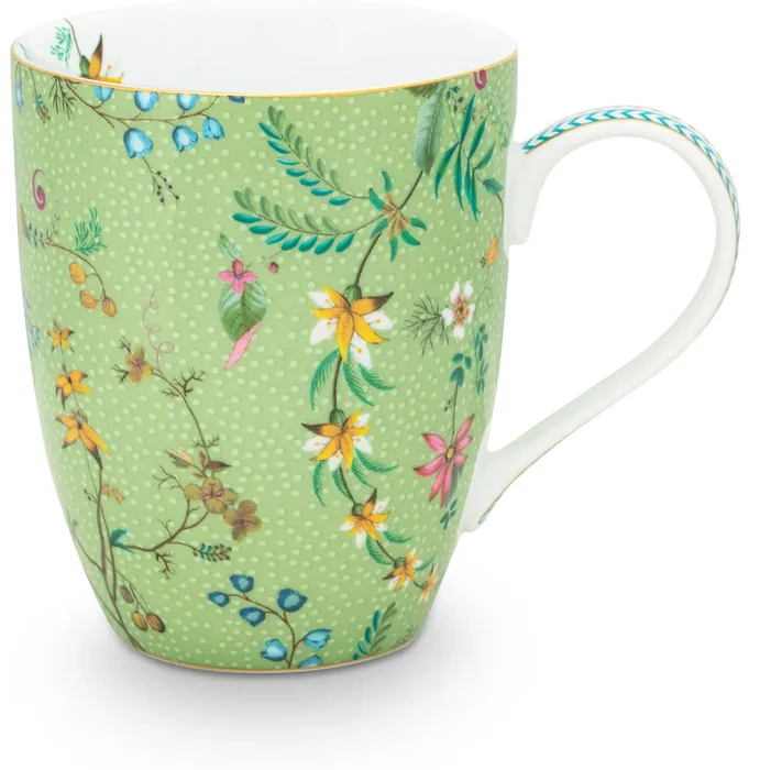 Pip Studio Jolie Gold Flower Hrnek 350ml Zelený