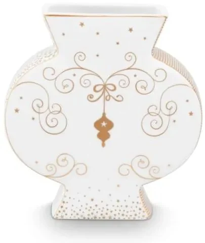 Pip Studio Porcelánová Váza Royal Winter, Bílo-Zlatá, 16,5 cm