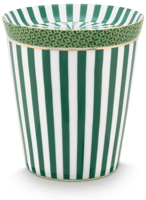 Pip Studio Royal Stripes hrnek s odkládacím táckem 270ml zelený