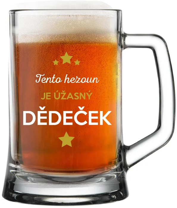 Pivní sklenice s vtipným nápisem pro dědečka