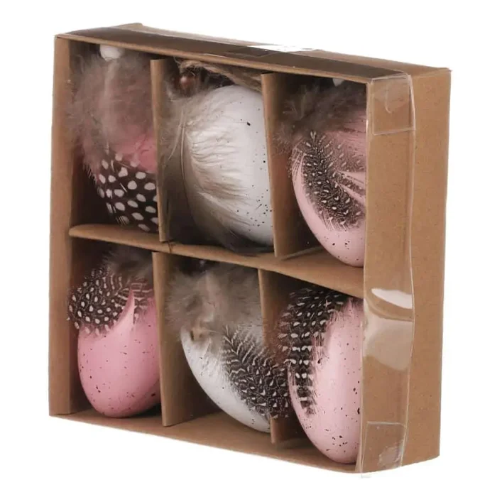 Plastová velikonoční vajíčka 6 ks v krabičce – růžová (VEL7002)