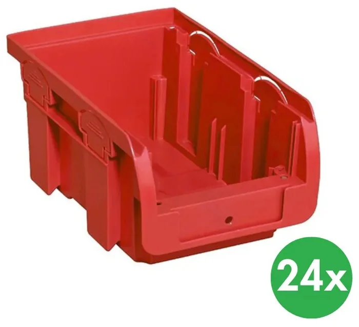 Plastový skladovací box COMPACT, 102x160x75 mm, červený