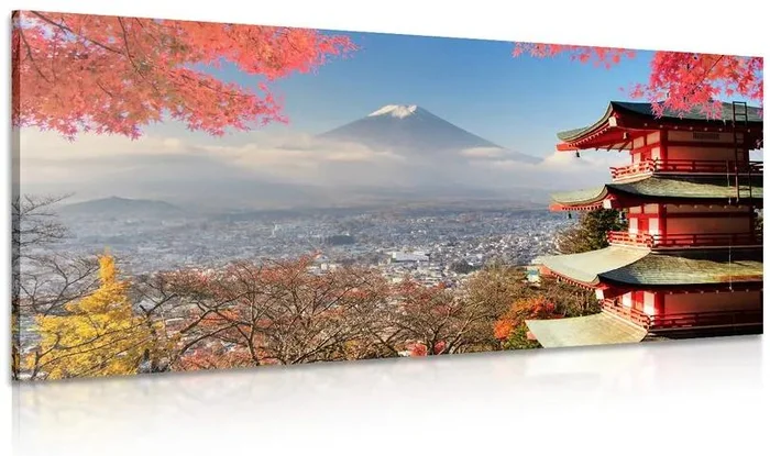 Podzimní japonská krajina na plátně