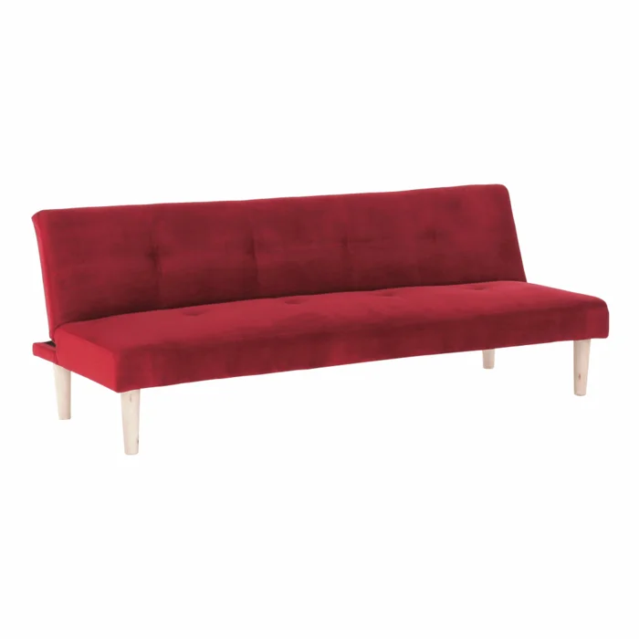 Pohovka rozkládací ALIDA – bordó Velvet, dubové nohy