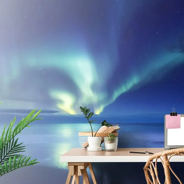 Polární záře nad oceánem – úchvatná fototapeta