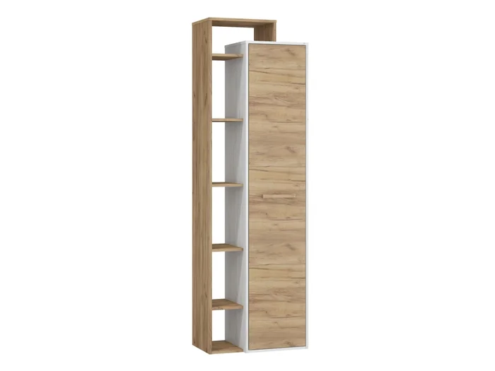 Policová skříň DORINDA – levá, craft bílá / craft zlatá, 5 let záruky