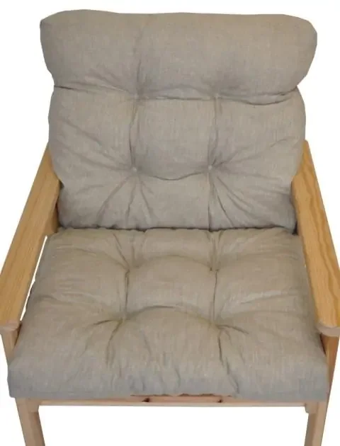 Polstr na dřevěné křeslo s nízkým opěradlem – béžový melír