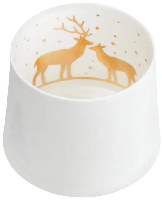Porcelánový svícen na čajovou svíčku HIRSCH - elegantní bílá