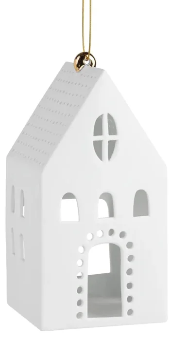 Porcelánový zavěšený svícen DOMEČEK - hranatý, různé velikosti