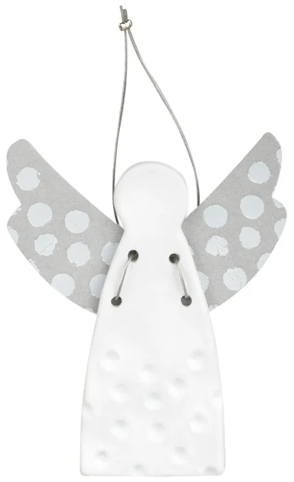Porcelánový závěsný anděl DOTS Silver