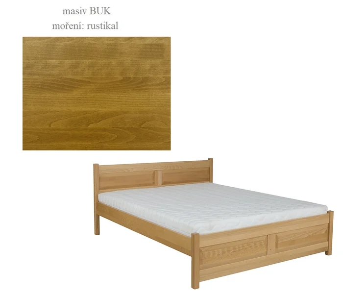 Postel 120x200 DICHOTOMA – masiv buk, rustikální moření