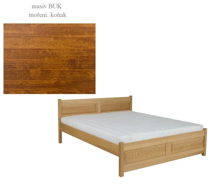 Postel 140x200 z masivu buk – koňak