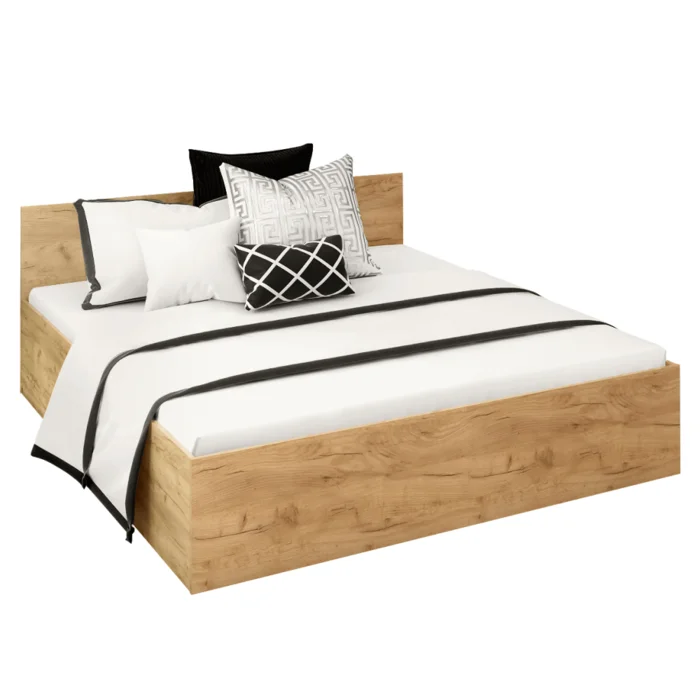 Postel 180x200 s kovovým roštem a úložným prostorem – dub craft zlatý