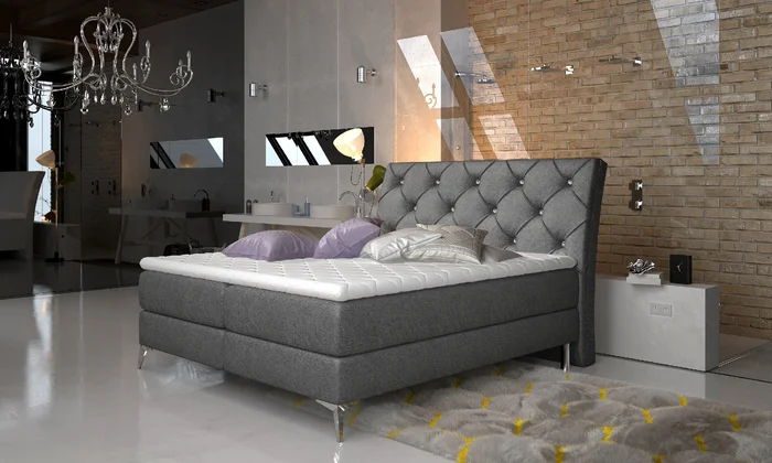 Postel Adel boxspring s vysokým čelem a prošíváním