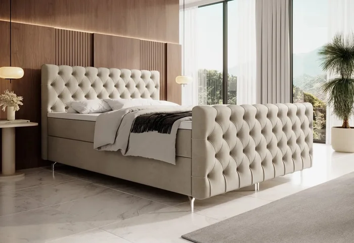 Postel ADRIA PLUS 180x200 s úložným prostorem a čalouněným čelem
