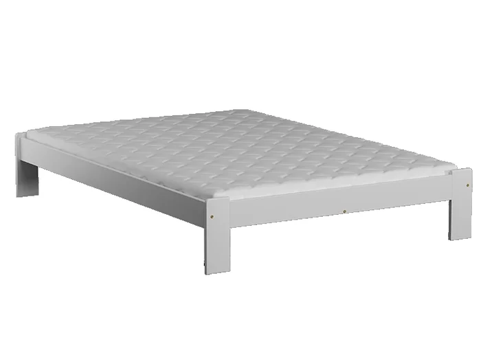 Postel BELUKHA 140x200 cm, masiv borovice, bílá moření, s roštem