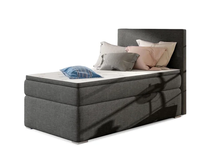 Postel boxspring NAMBUL 90x200 cm – levá, tmavě šedá látka