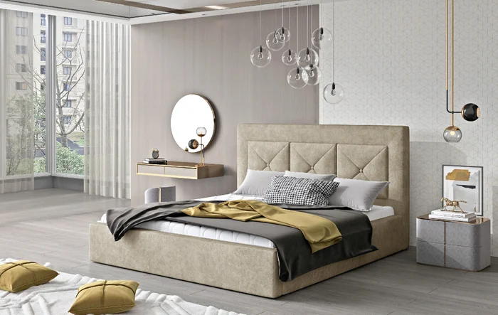 Postel Cloe s vysokým čelem a prošíváním 140x200
